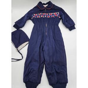 Vintage 50's Boy's 18-24M (Approx.) Navy Blue Snowsuit Coveralls